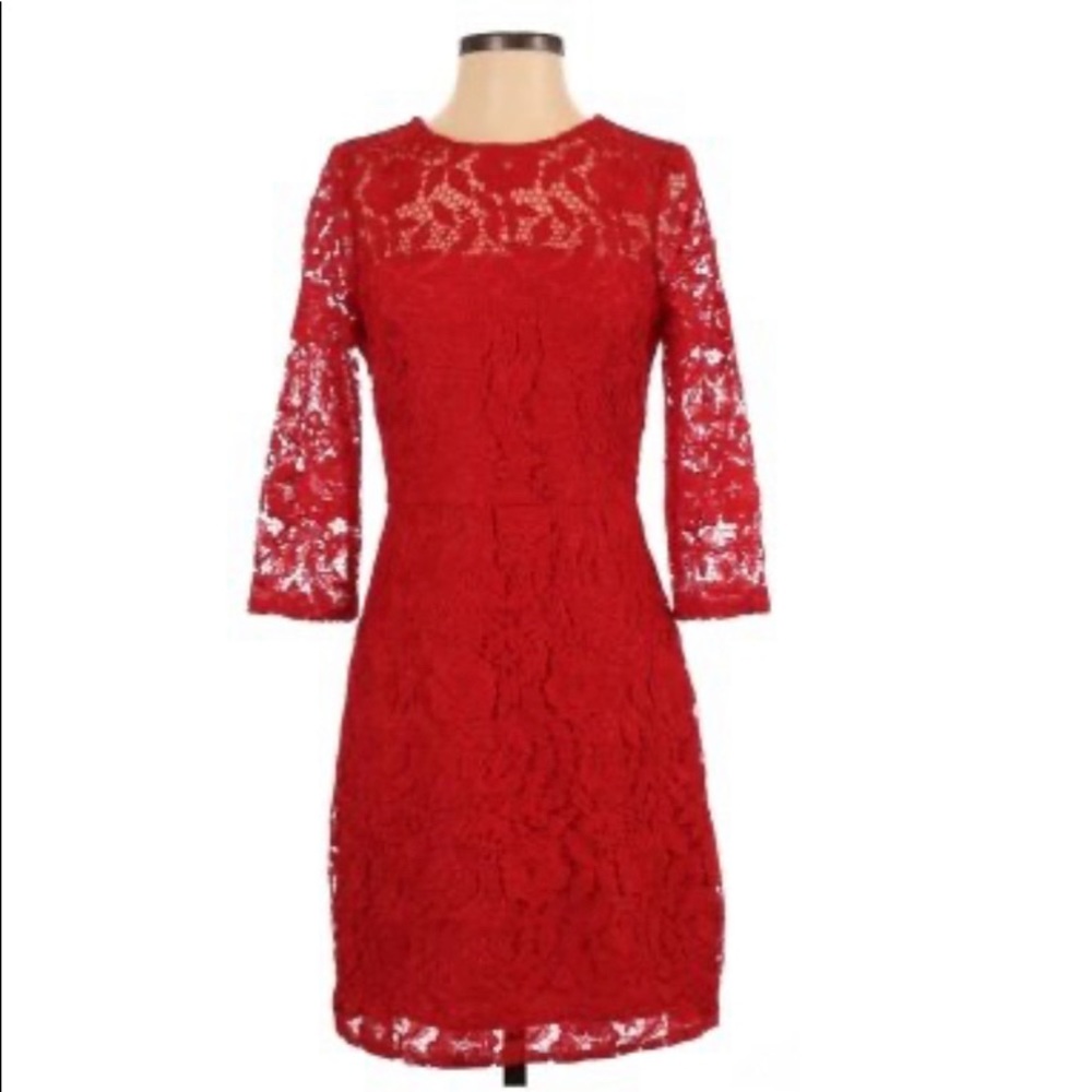 J Crew red lace dress